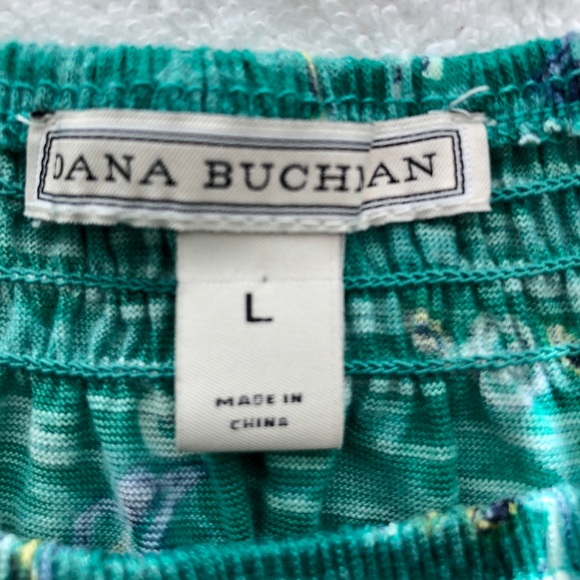 Dana Buchman Size L Green Multicolor crew neck short sleeves very light - Picture 5 of 8